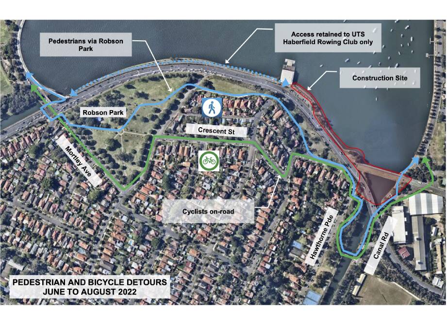 CHANGES: A map of the diversion routes. Picture: Inner West Council