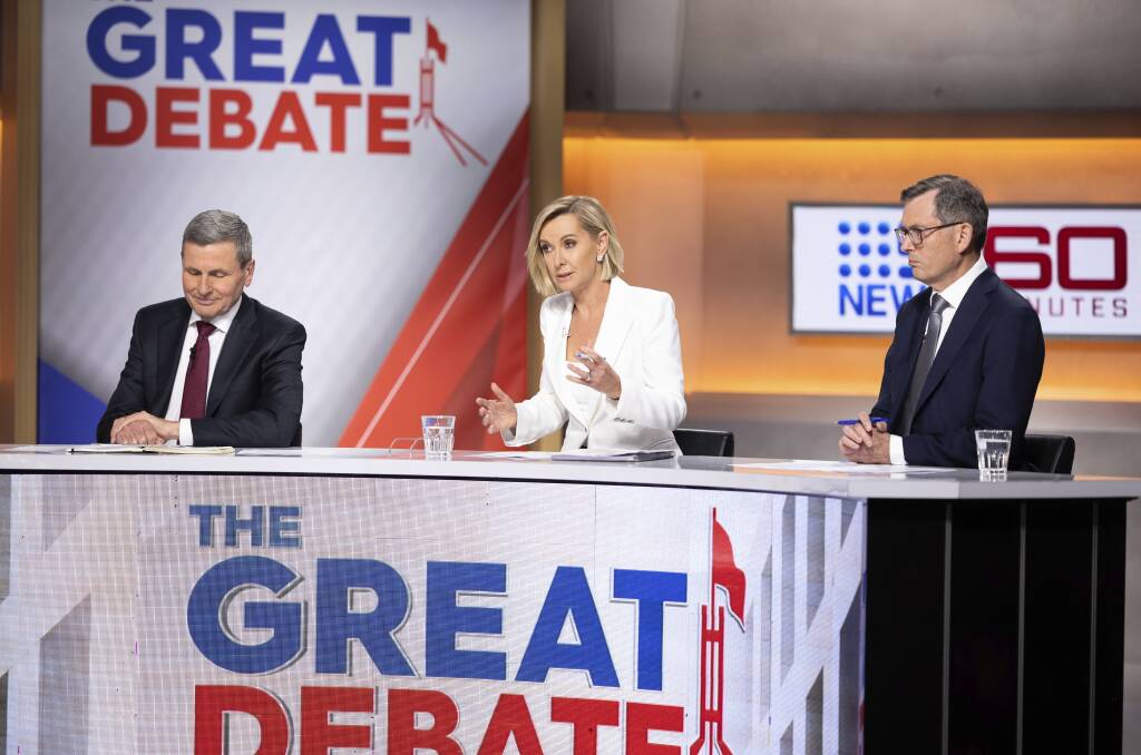 Knight during the leaders' debate on May 8. Picture: Getty Images