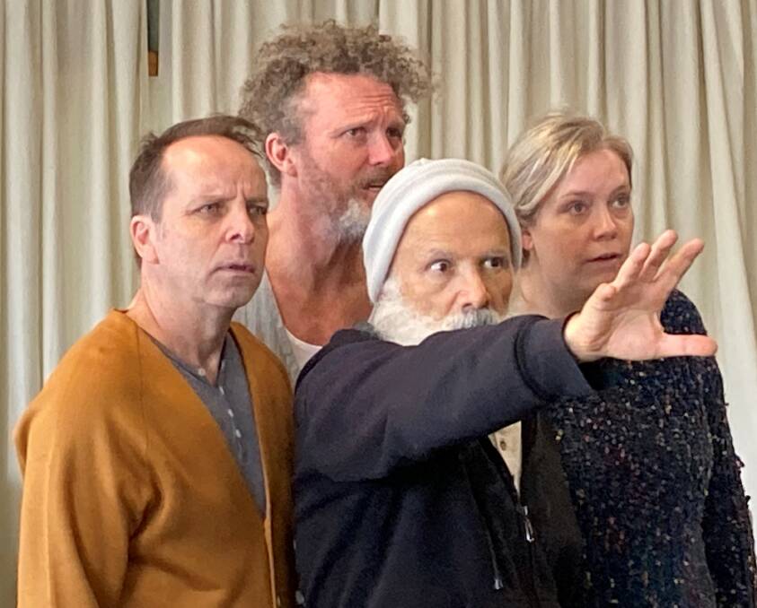 The cast in rehearsal for Gods and Little Fishes.