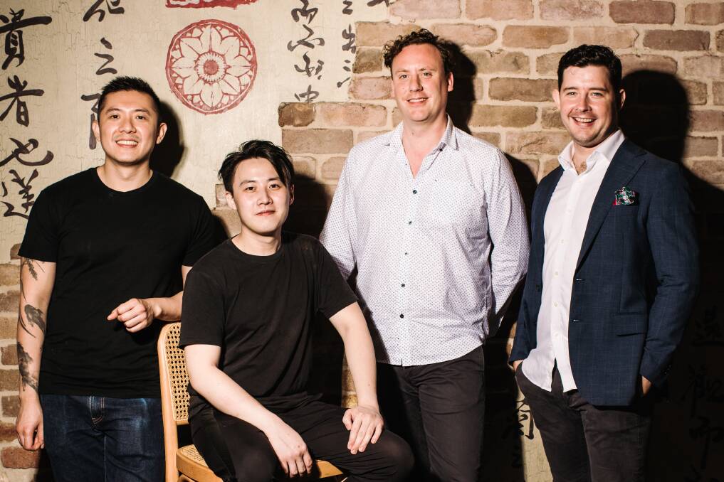 The team behind the new restaurant (from left) Lotus Dining Group Head Chef, Steve Wu and Summer Hill Head Chef Chris Tsao, who both designed the menu; Mark Chinnock and Matt Stewart.