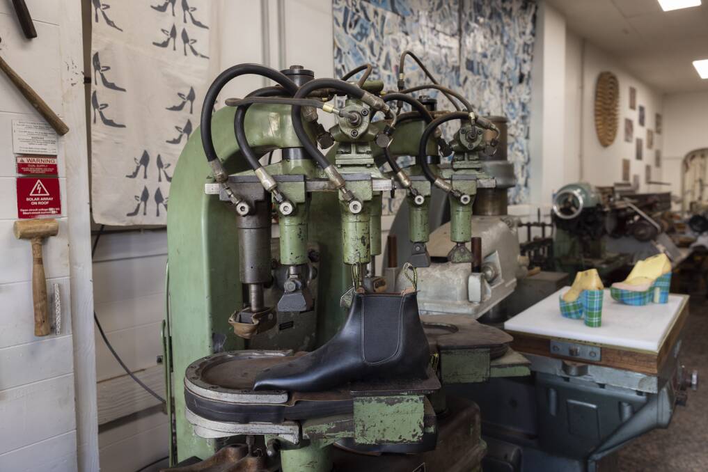 Shoe-making equipment at the Leichhardt School of Footwear. Picture: Simon Bennett
