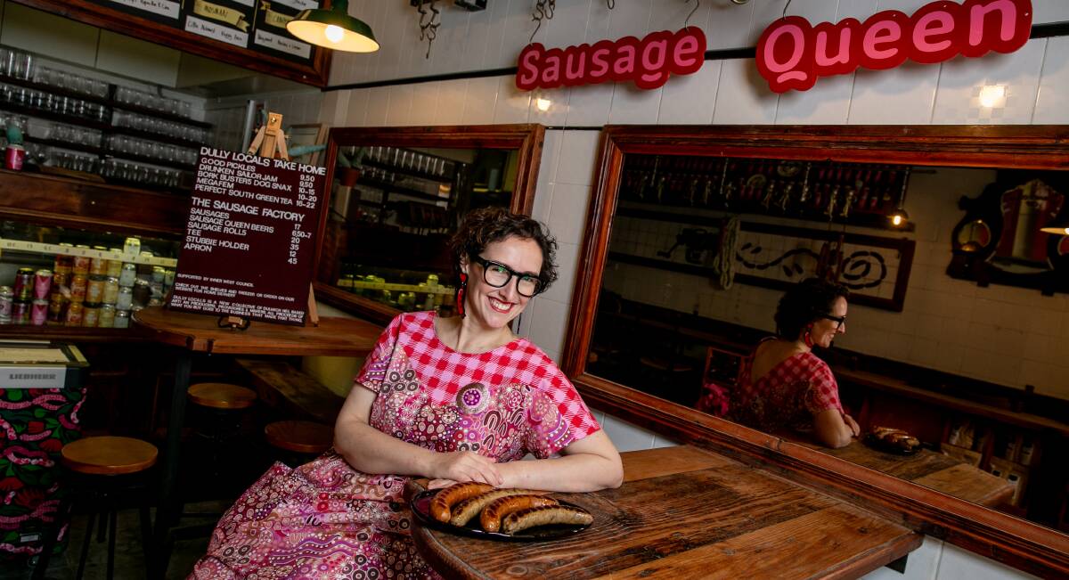 ALL OR NOTHING: Chrissy Flanagan with some of her wares inside the Sausage Factory bar and bistro on New Canterbury Road, Dulwich Hill. Picture: Geoff Jones