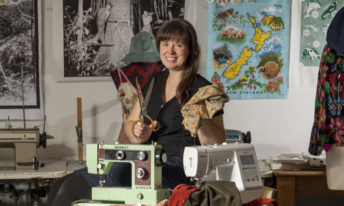 Laura Walsh, owner of Bobbin and Ink insider her Petersham workshop. Picture: Simon Bullard