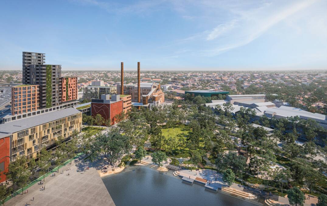 OPPORTUNITIES: A rendering of the Bays West draft master plan, including the White Bay Power Station and public parklands. Picture: NSW Government