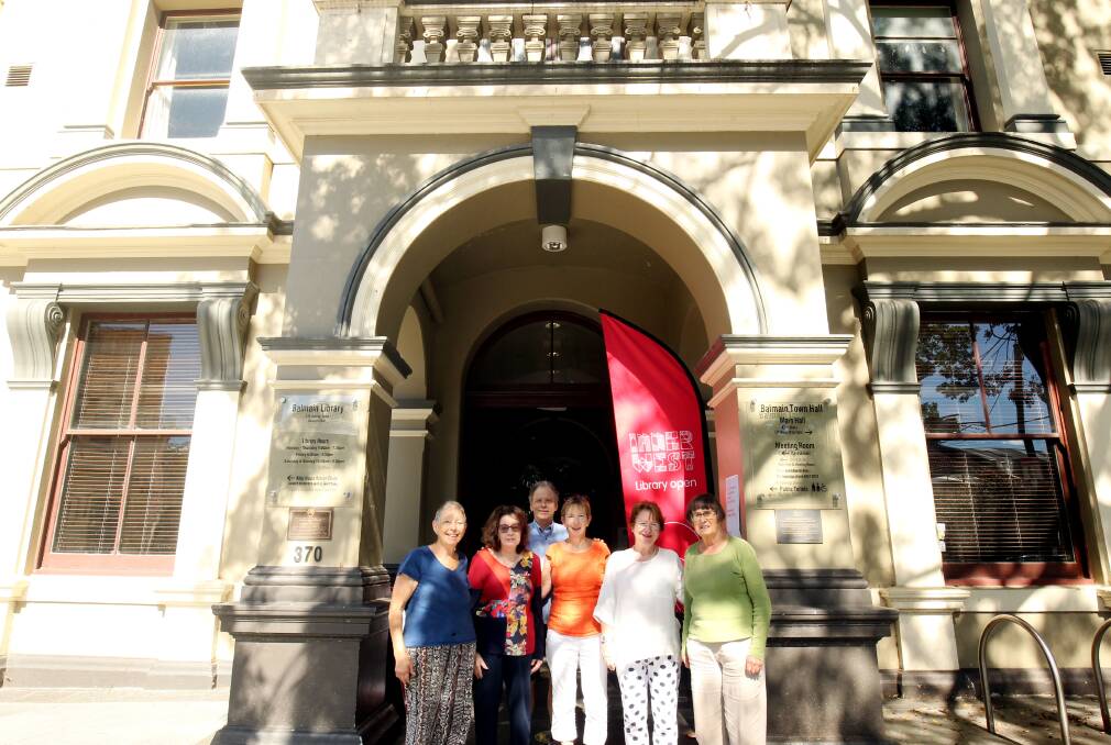 FRIENDS: Outside Balmain Town Hall are FOBL committee members (from left) Bronwyn Monro, Viv Nicoll Hatton, Ronald Brown, Fiona Mitchell, Susan Sharpe and Shirley Allen. Absent: Jan Aitkin. Picture: Chris Lane. See fobl.org.au