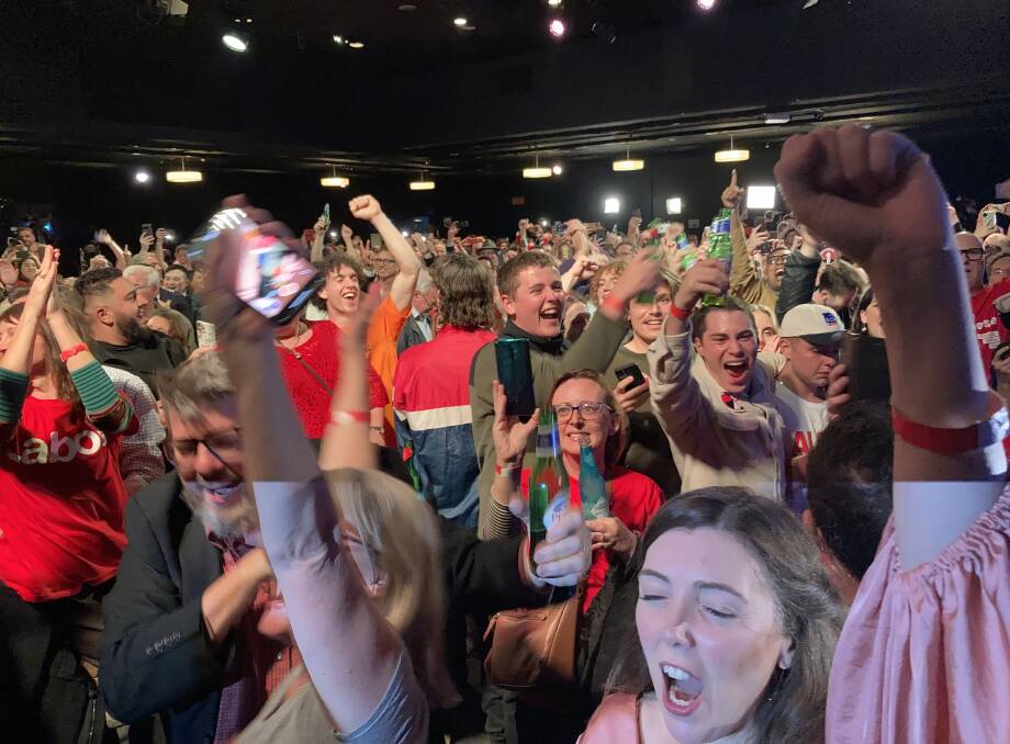 JOYOUS: High spirits as a victory for Labor is all but certain. Picture: Allison Hore