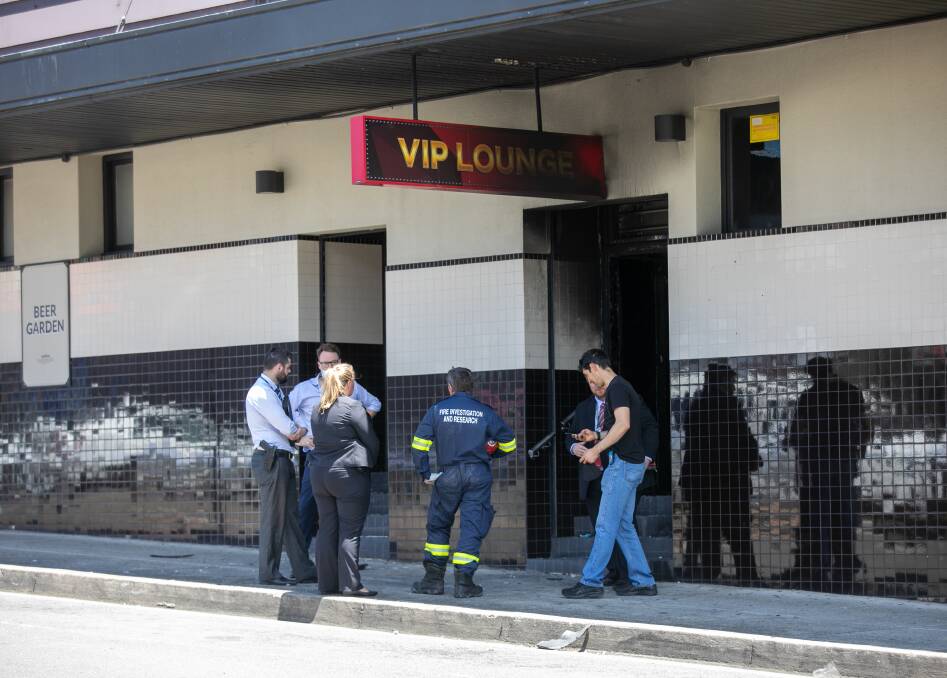 ONGOING INVESTIGATION: NSW Police and NSW Fire and Rescue Investigators at the scene of a fire at the Royal Exchange Hotel Marrickville. Picture: Geoff Jones