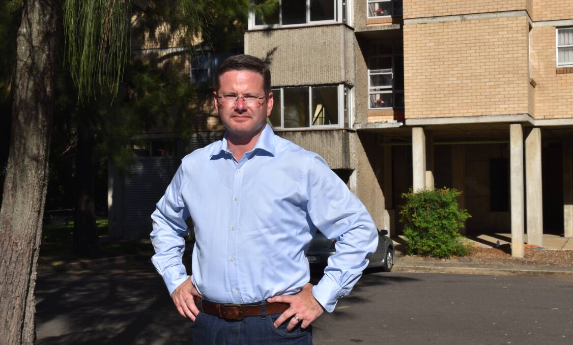 Oatley MP Mark Coure at the Riverwood Housing Estate.
