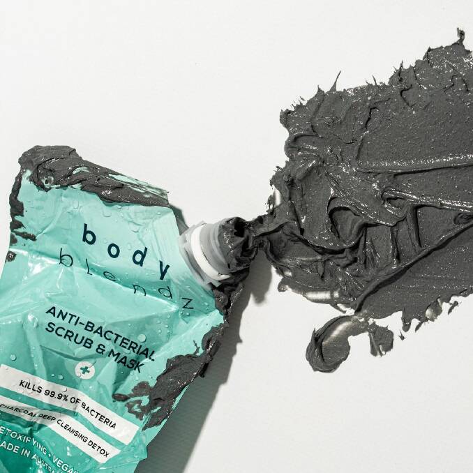 BodyBlendz anti-bacterial mask and scrub can detoxify and purify with activated charcoal while Bentonite clay gently draws out impurities.