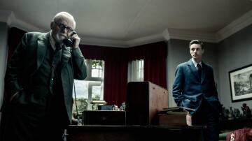 Anthony Hopkins, left, and Matthew Goode in Freud's Last Session. Picture supplied