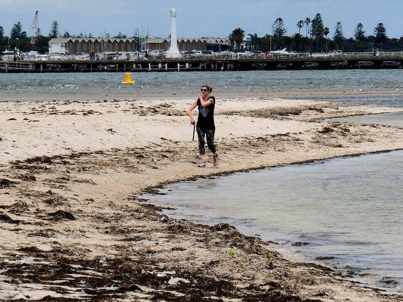 People have been warned not to swim at beaches around Port Phillip Bay after days of heavy rain. (Luis Enrique Ascui/AAP PHOTOS)