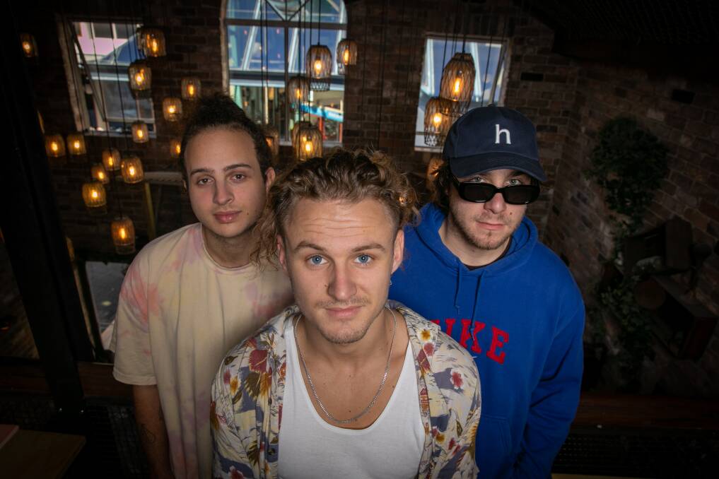 Max Jacobs, Ellis Hoare and Nico Scali from northern beaches band Loretta will release their debut EP this year. Picture and cover: Geoff Jones